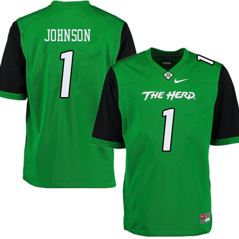 Men #1 Willie Johnson Marshall Thundering Herd College Football Jerseys Sale-Green - Click Image to Close